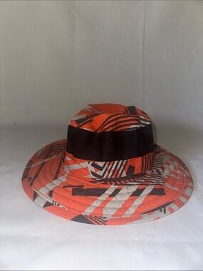 Columbia Omni-Shade Youth Booney Sun Hat Orange Geometric Print Adjustable